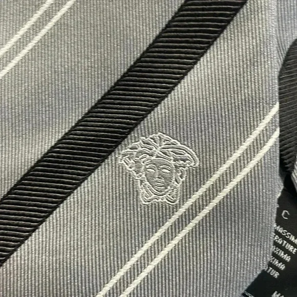Versace collection gray black striped tie - Picture 2 of 7